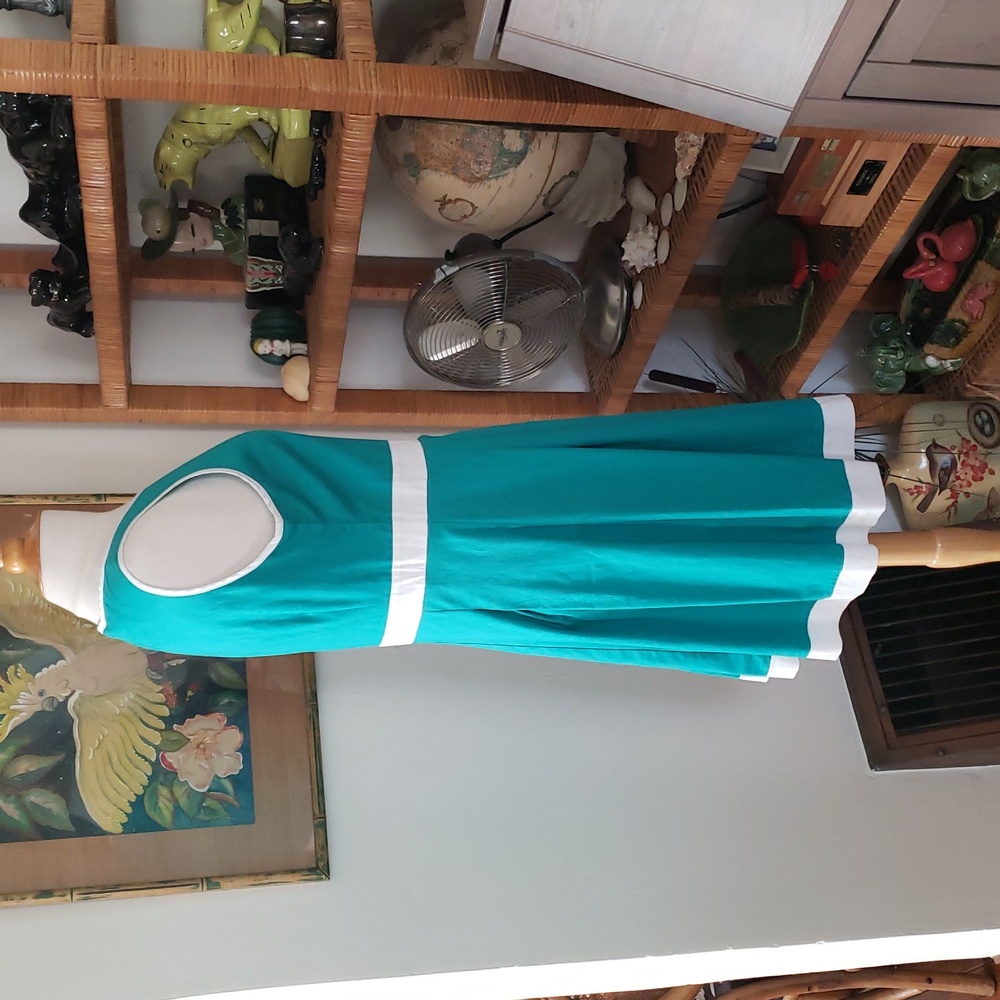Nadine Milano Teal & White Shift Dress Size 12 - Picture 4 of 11